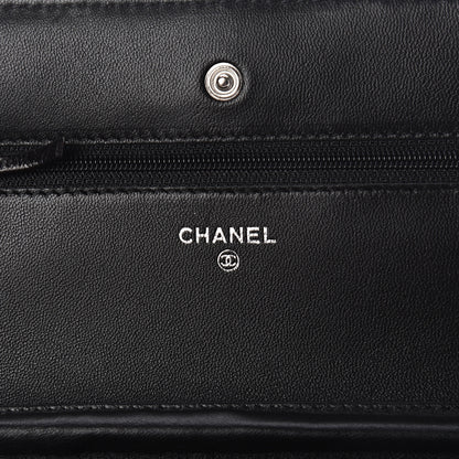Chanel Lambskin Quilted Wallet On Chain WOC Black 7 of 11