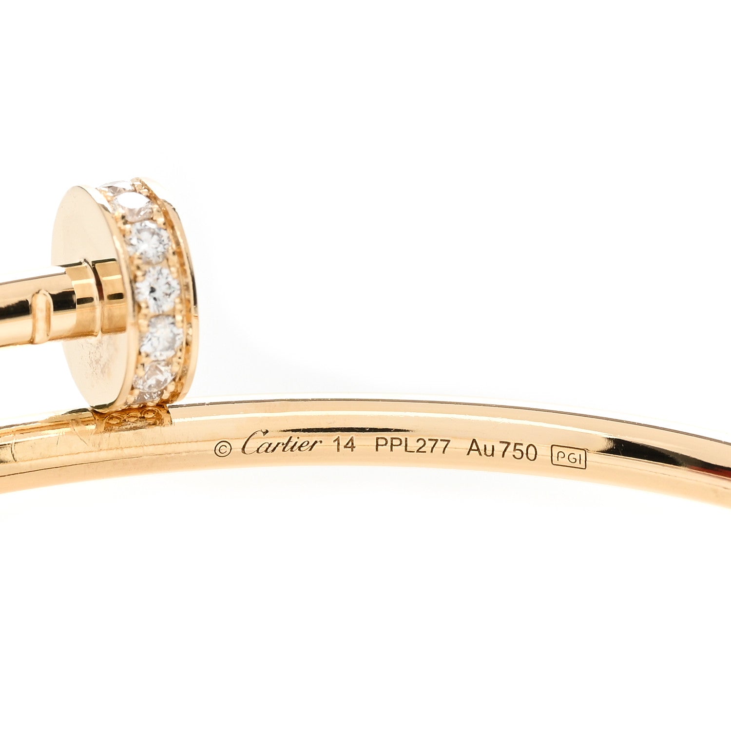 Cartier 18K Yellow Gold Diamond Small Juste Un Clou Bracelet 14 3 of 4