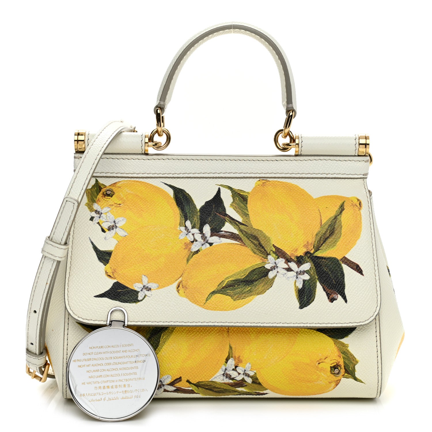 Dolce & Gabbana Dauphine Lemon Print Mini Miss Sicily Satchel White 1 of 10