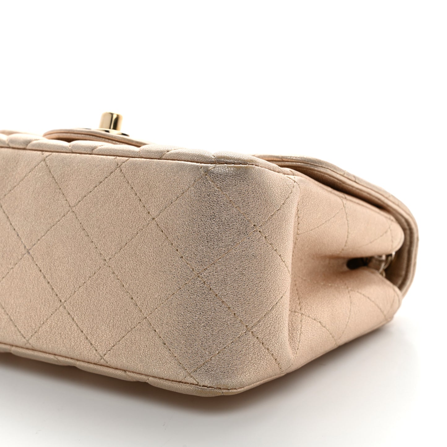 Metallic Lambskin Quilted Mini Square Flap