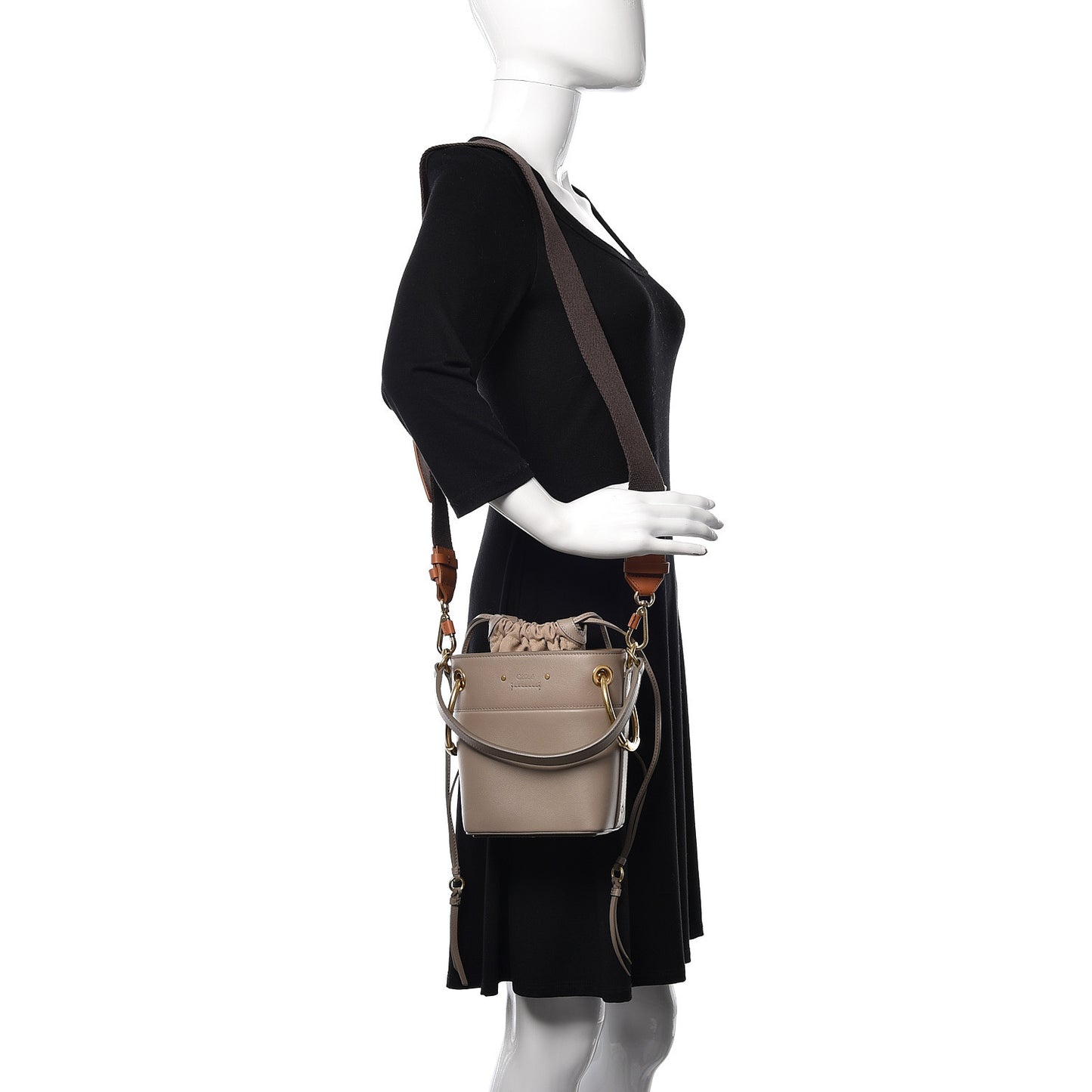 Smooth Calfskin Small Roy Bucket Bag Motty Grey