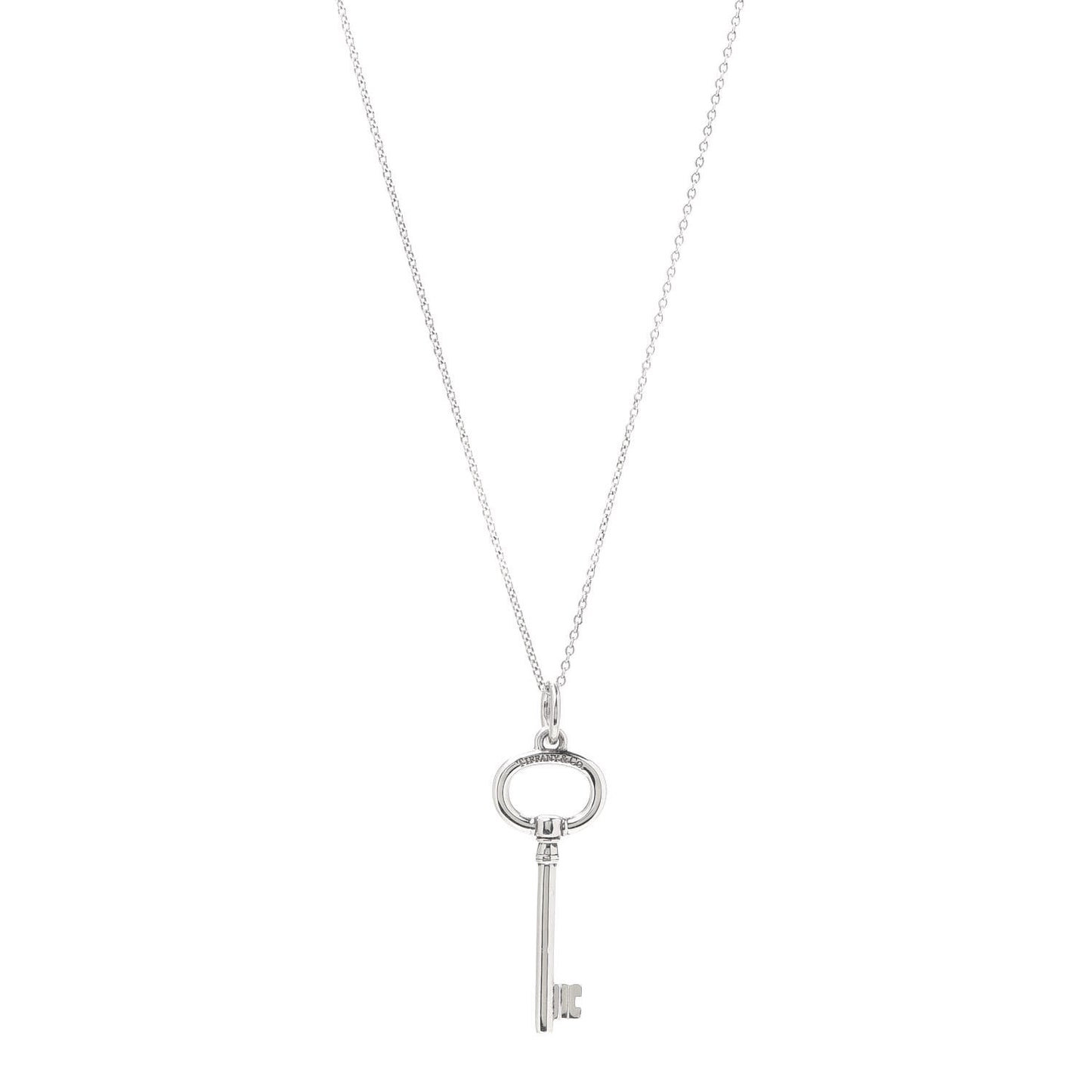 Sterling Silver Oval Key Pendant Necklace