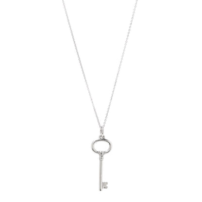 Tiffany Sterling Silver Oval Key Pendant Necklace 1 of 5