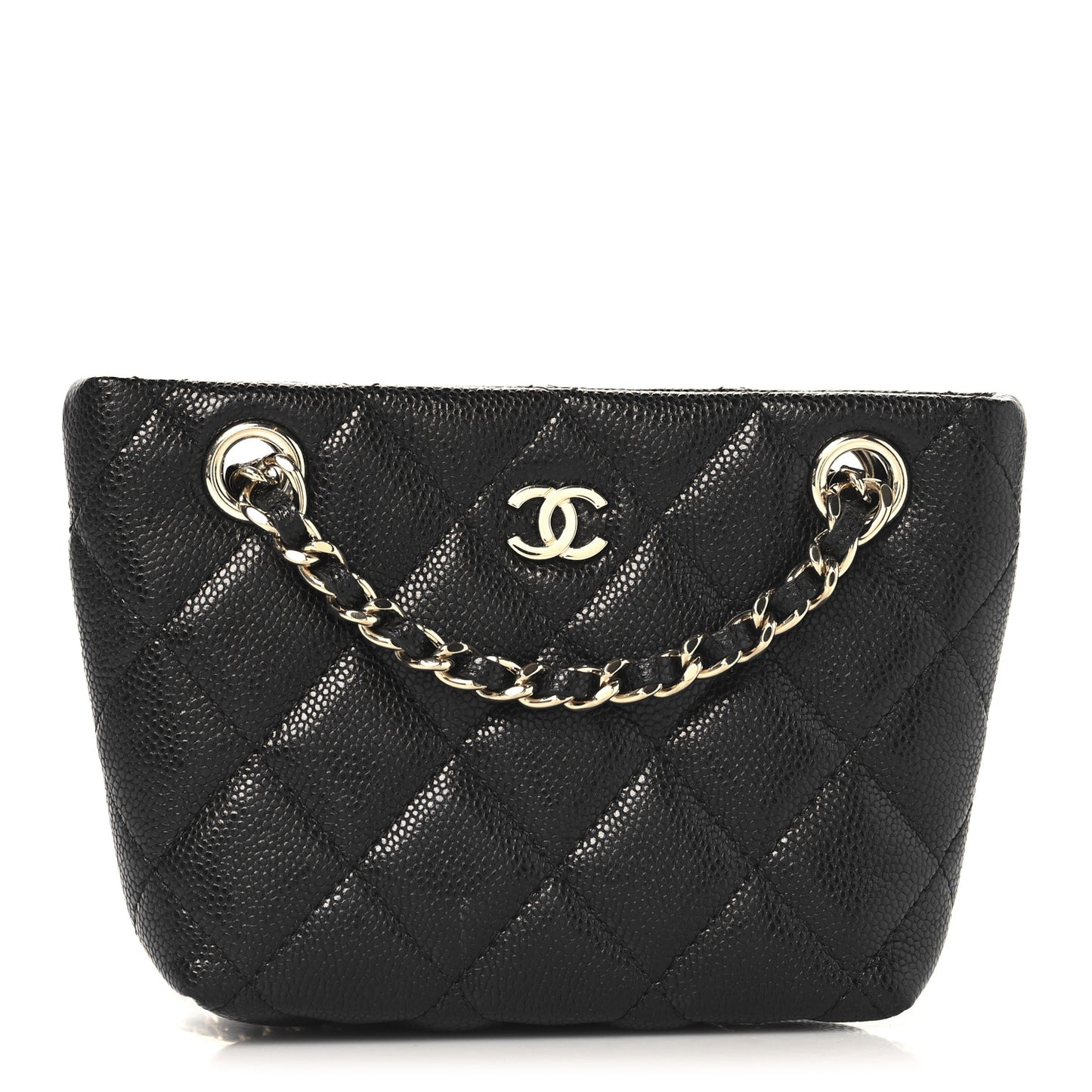 Caviar Quilted Classic Clutch Tote With Chain Black