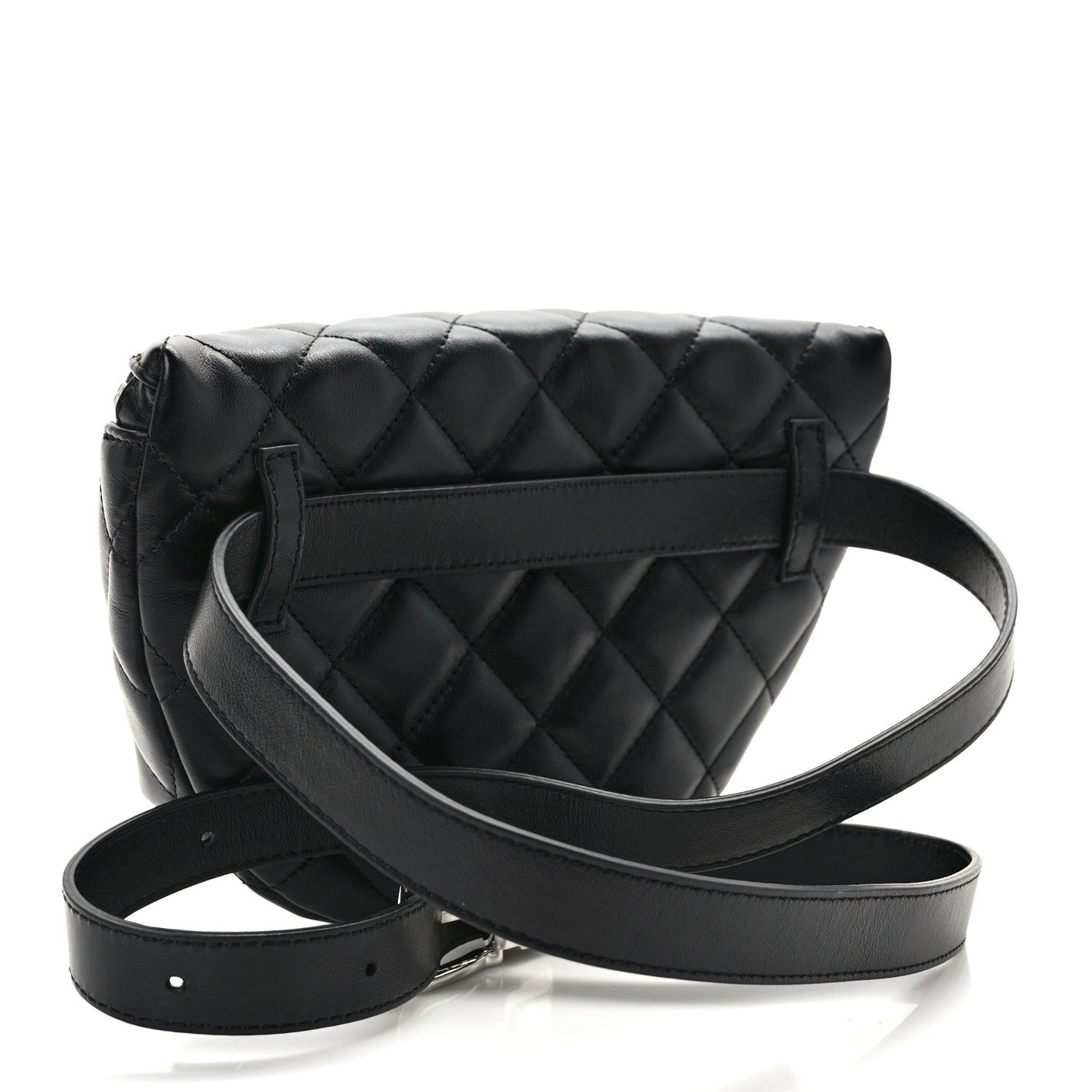 Calfskin Quilted Waist Belt Bag Black