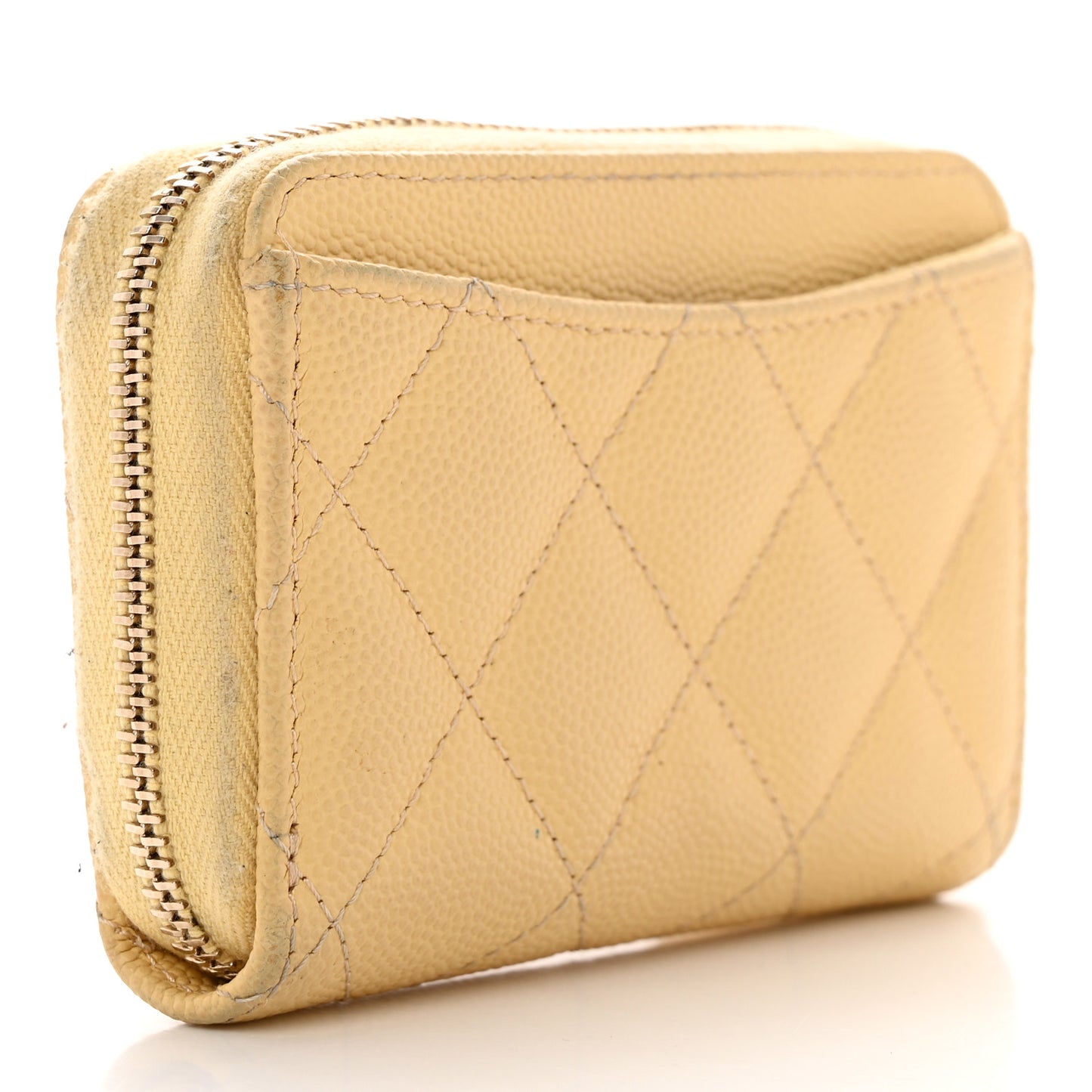 Caviar Quilted Zip Coin Purse Yellow