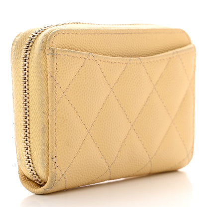 Chanel Caviar Quilted Zip Coin Purse Yellow 4 of 12