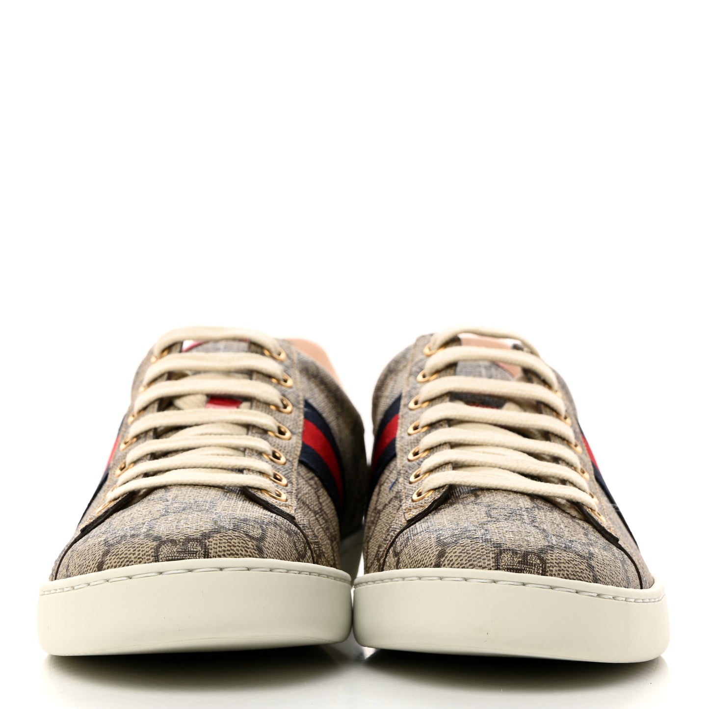GG Supreme Monogram Womens Ace Low-Top Sneaker 38.5 Beige
