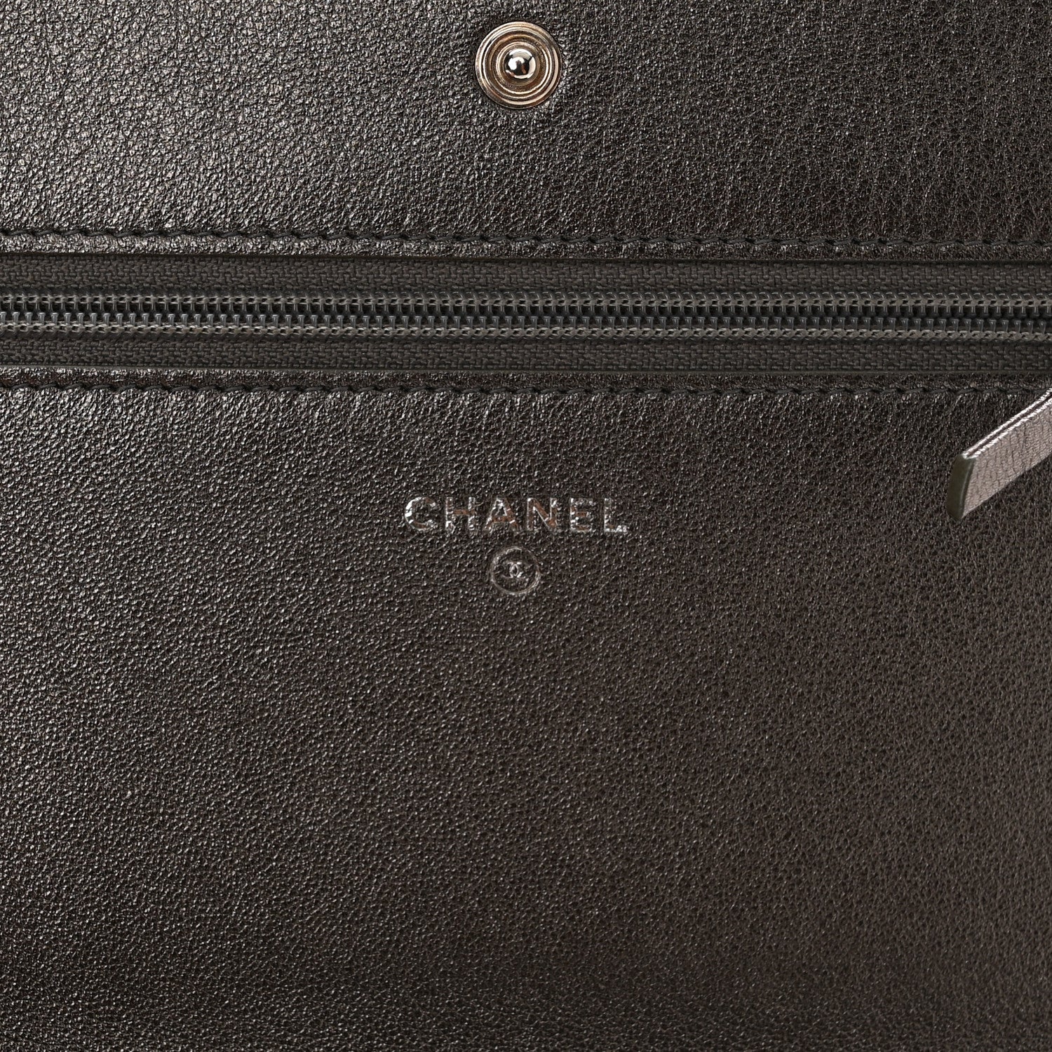 Chanel Metallic Goatskin Quilted Diamond CC Wallet On Chain WOC Pewter 6 of 12