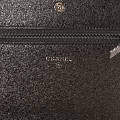 Chanel Metallic Goatskin Quilted Diamond CC Wallet On Chain WOC Pewter 6 of 12