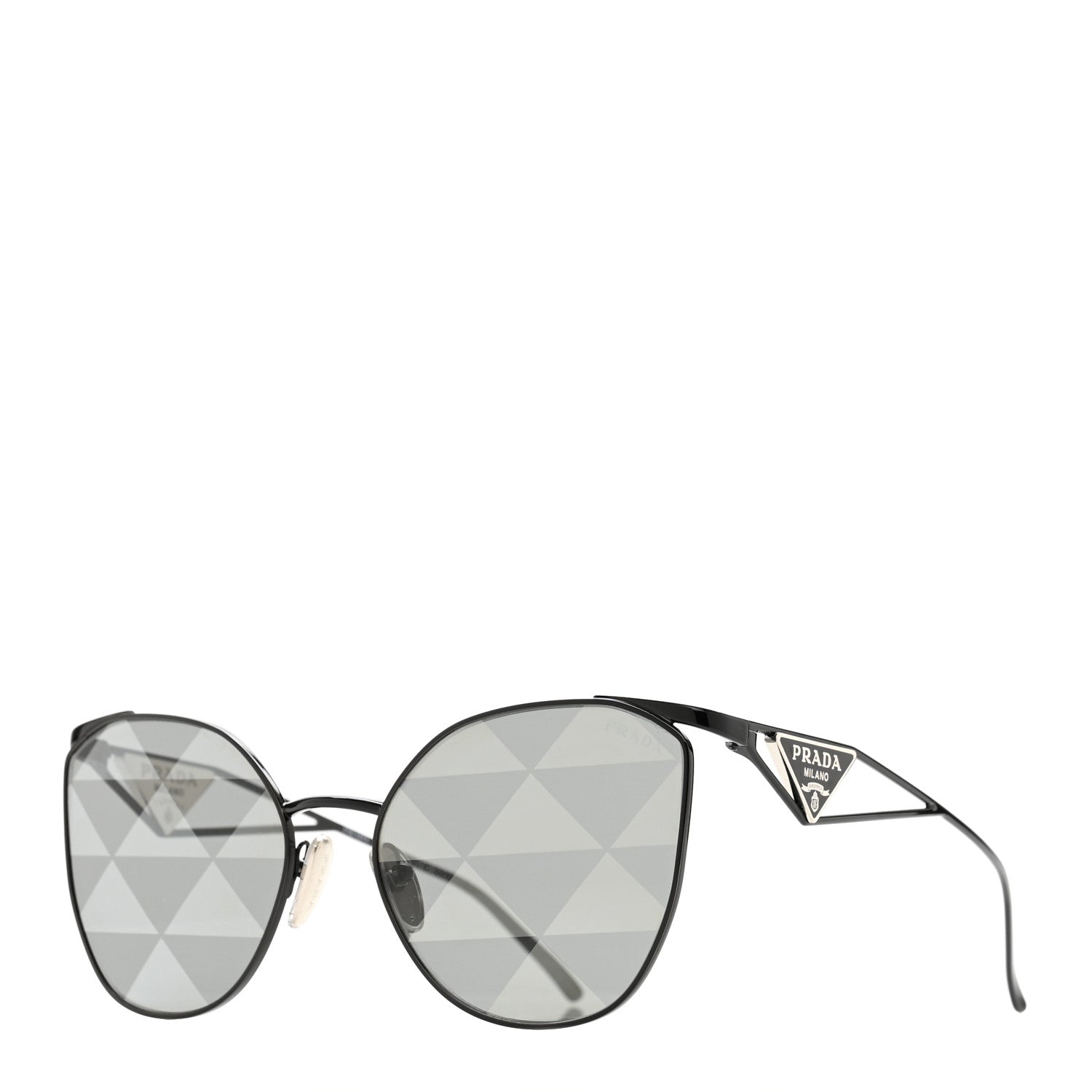 Prada Metal Symbole Triangle Logo Sunglasses SPR 50Z Black Grey 1 of 7