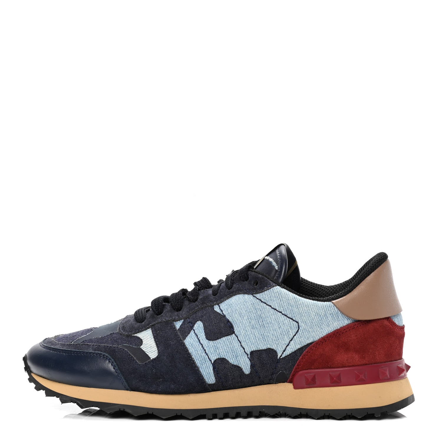 Valentino Garavani Denim Suede Camouflage Mens Rockrunner Sneakers Blue Multicolor 1 of 4