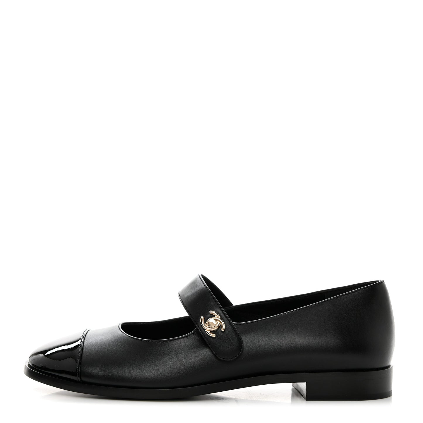 Calfskin Patent Mary Janes Flats 39 Black