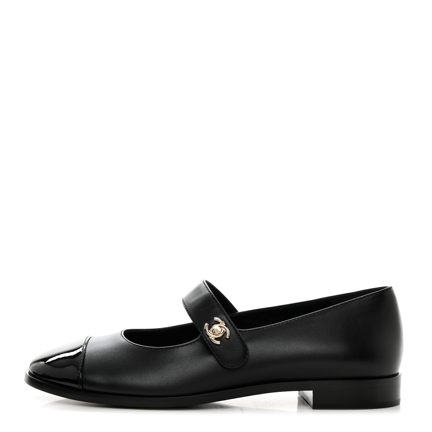 Chanel Calfskin Patent Mary Janes Flats 39 Black 1 of 8