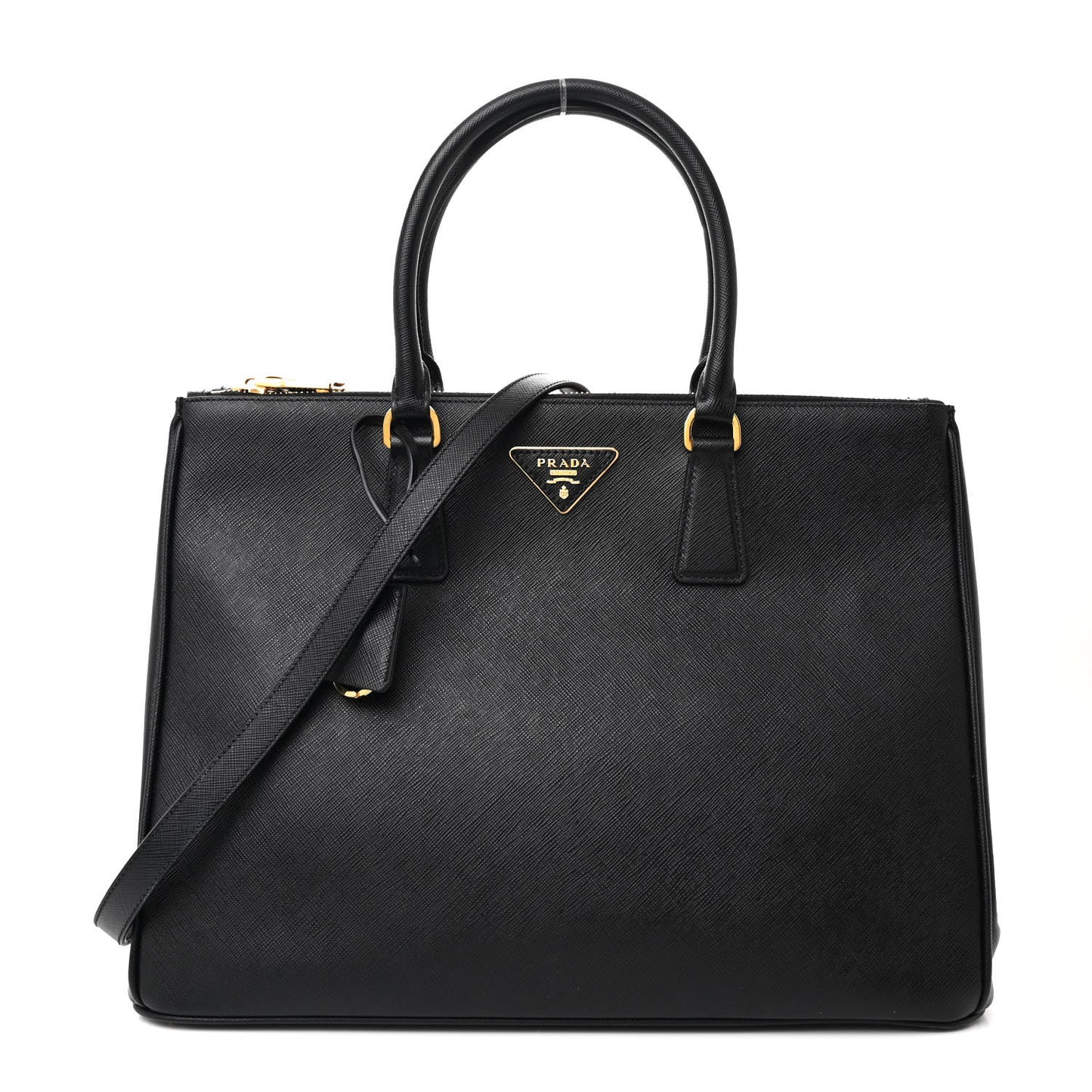Saffiano Lux Large Galleria Double Zip Tote Black