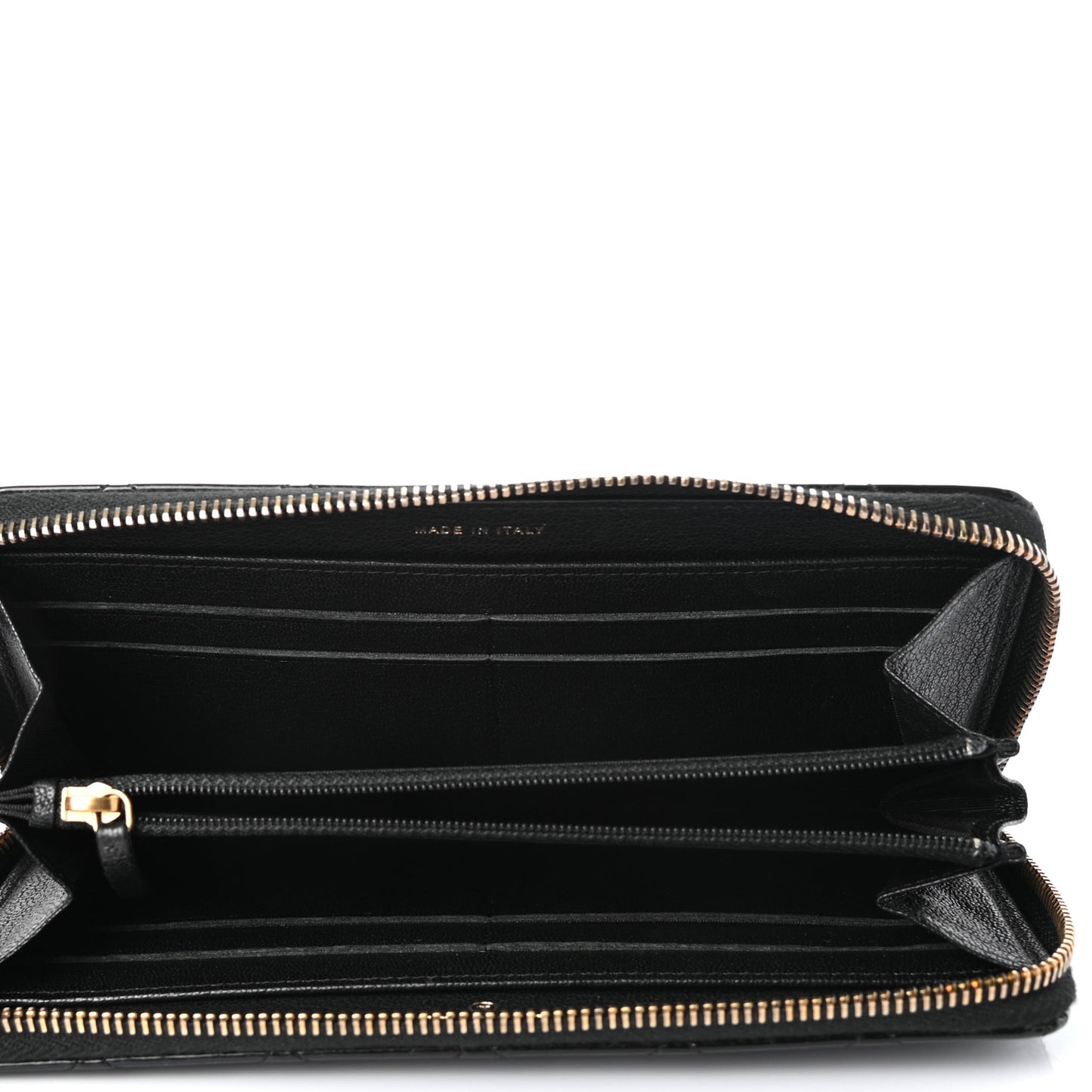 Patent Quilted Large Gusset Zip Around Wallet Black