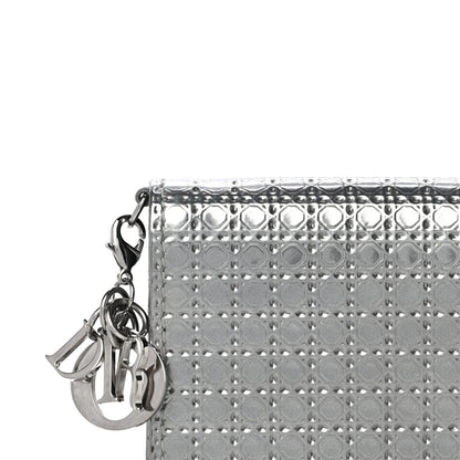 Christian Dior Metallic Patent Micro-Cannage Lady Dior Card Holder Silver 7 of 10