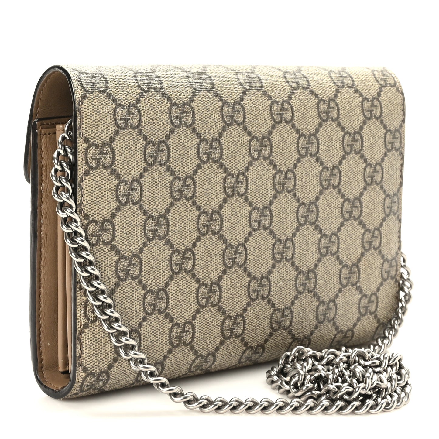 GG Supreme Monogram Mini Dionysus Chain Wallet Beige Taupe