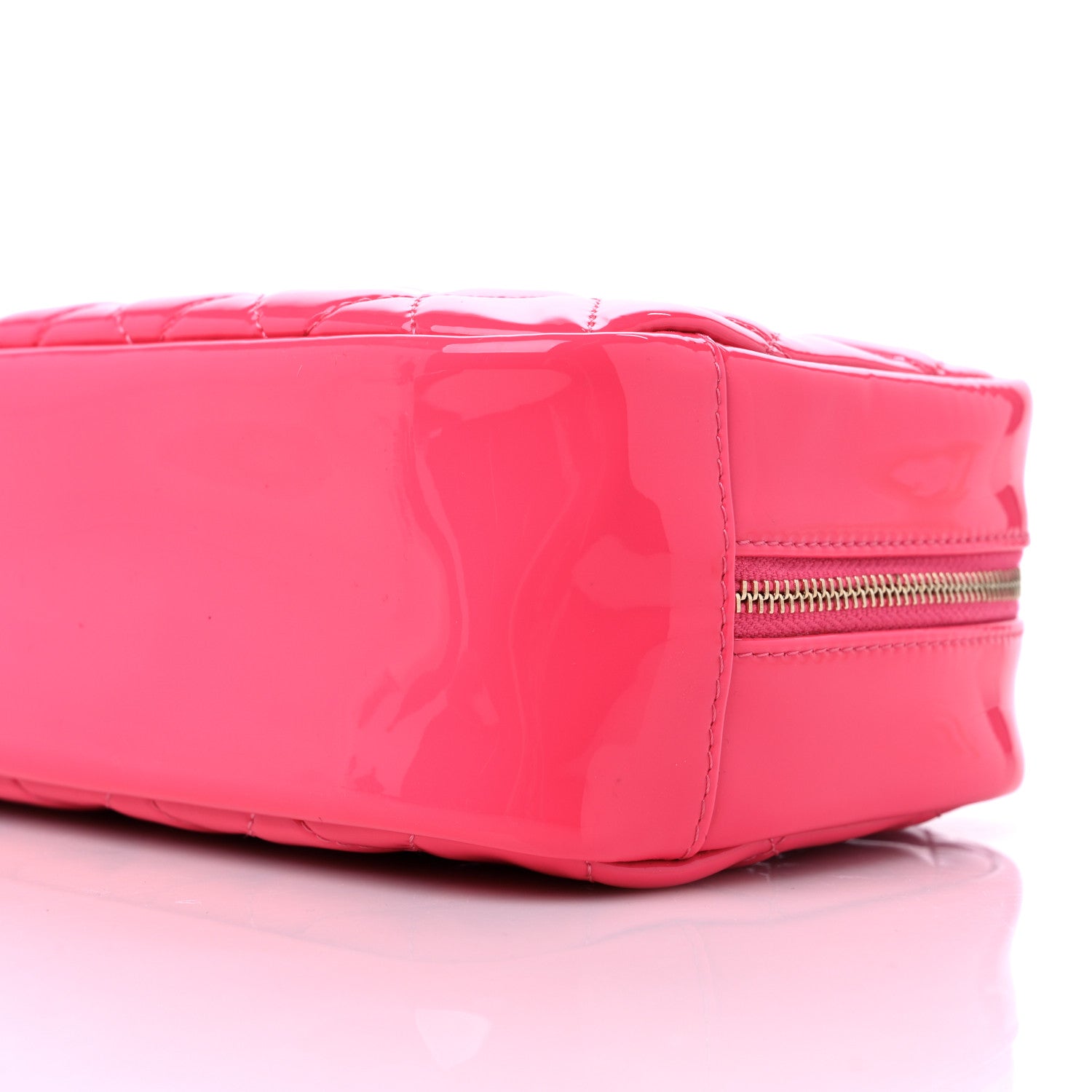 Chanel Patent Quilted Medium Curvy Pouch Cosmetic Case Pink 9 of 9