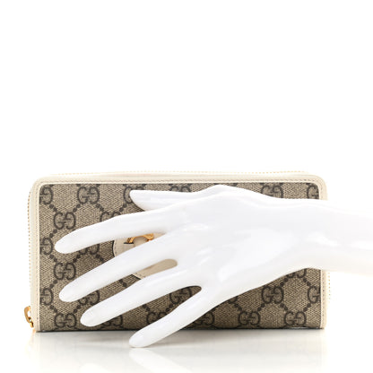 Gucci GG Supreme Monogram Azalea Calfskin Horsebit 1955 Zip Around Wallet Beige Ebony Mystic White 2 of 10