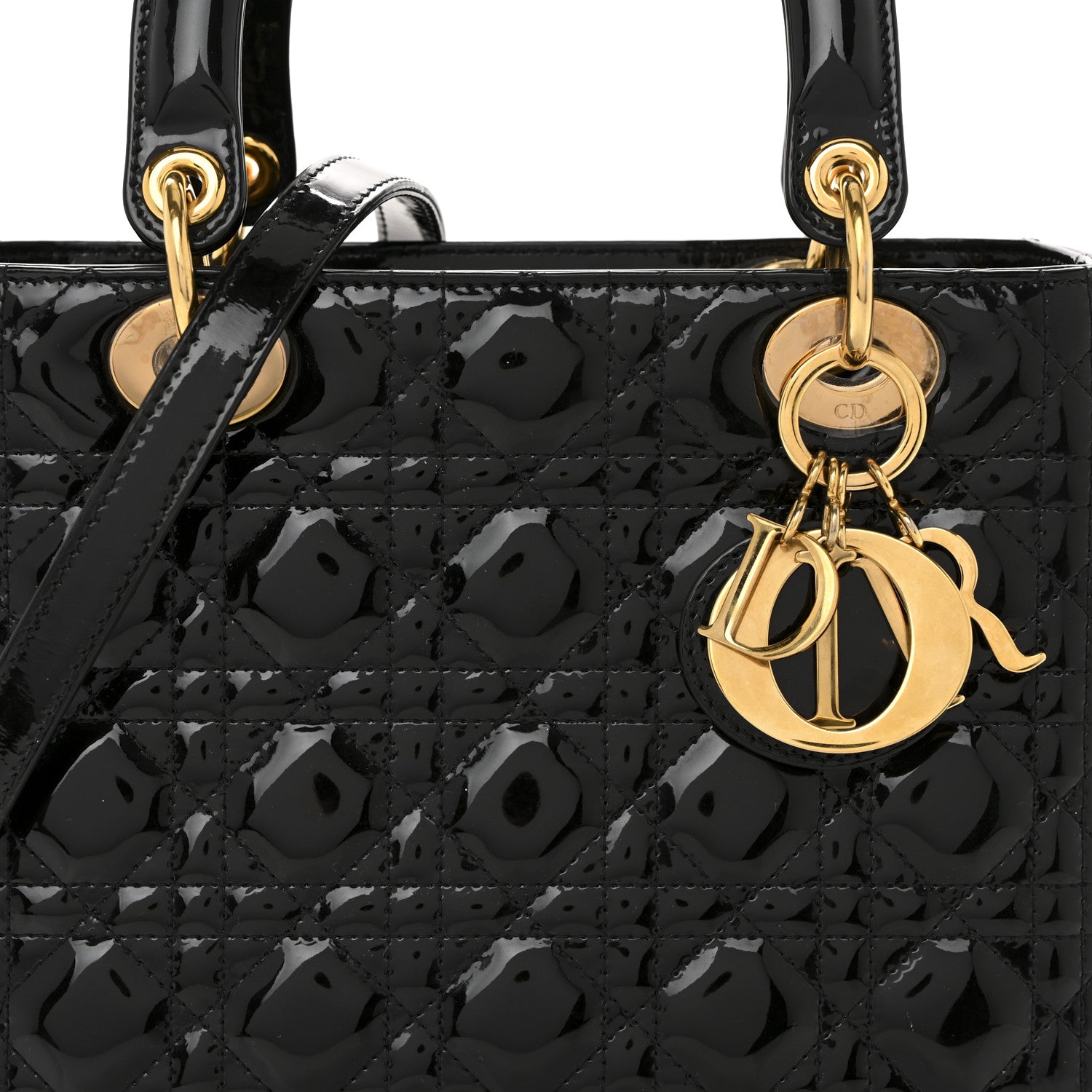 Christian Dior Patent Cannage Medium Lady Dior Black 8 of 14