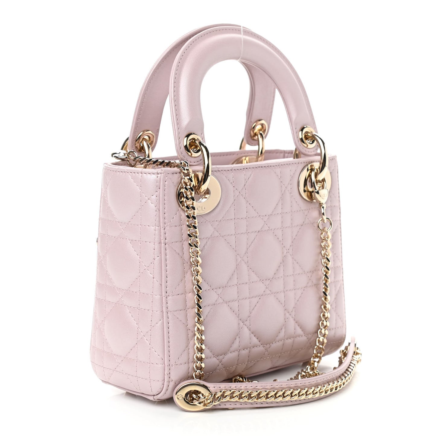 Metallic Lambskin Cannage Mini Lady Dior Lotus