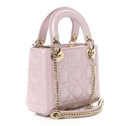 Christian Dior Metallic Lambskin Cannage Mini Lady Dior Lotus 3 of 10