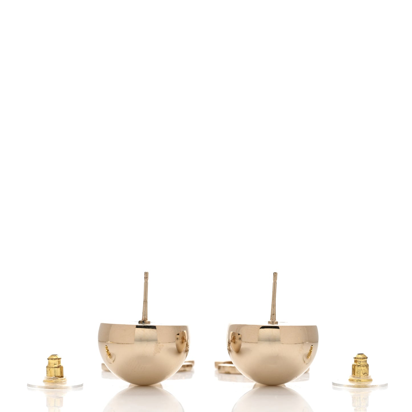 Metal CC Drop Earrings Gold