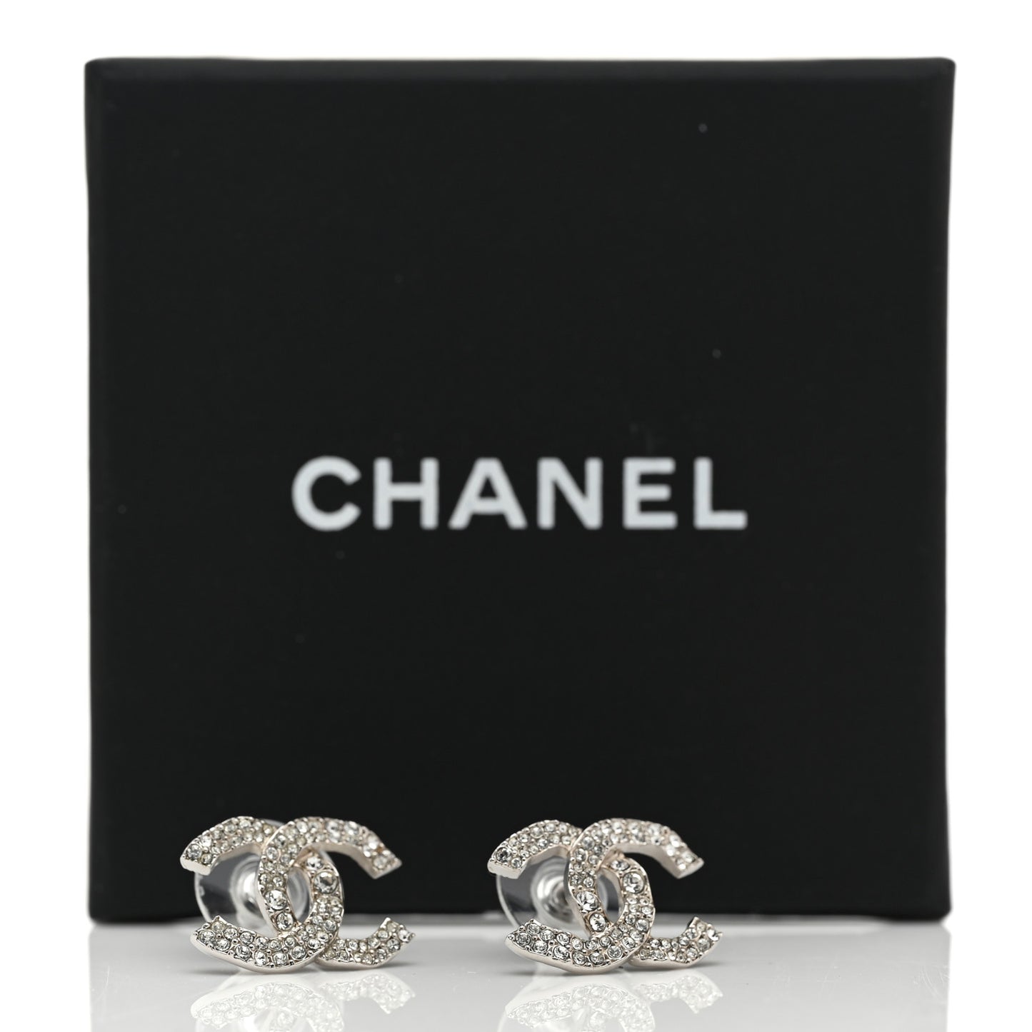 Crystal Large CC Earrings Silver