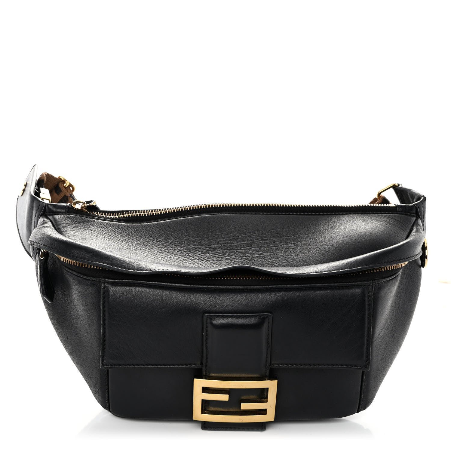 Fendi Nappa Apolo Baguette Belt Bag Black Tobacco 1 of 12
