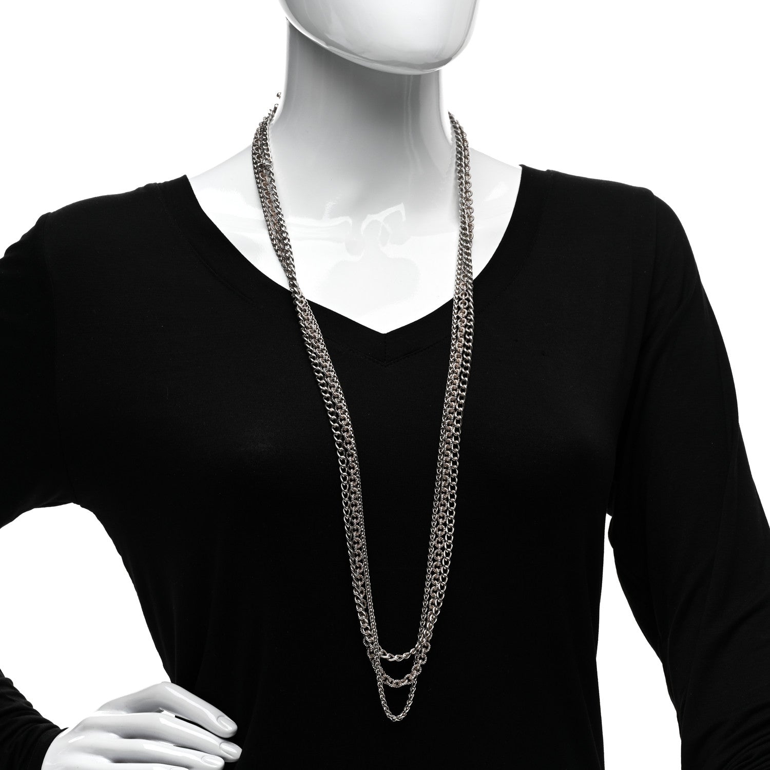 David Yurman Sterling Silver Three Row Chain Necklace 2 of 4