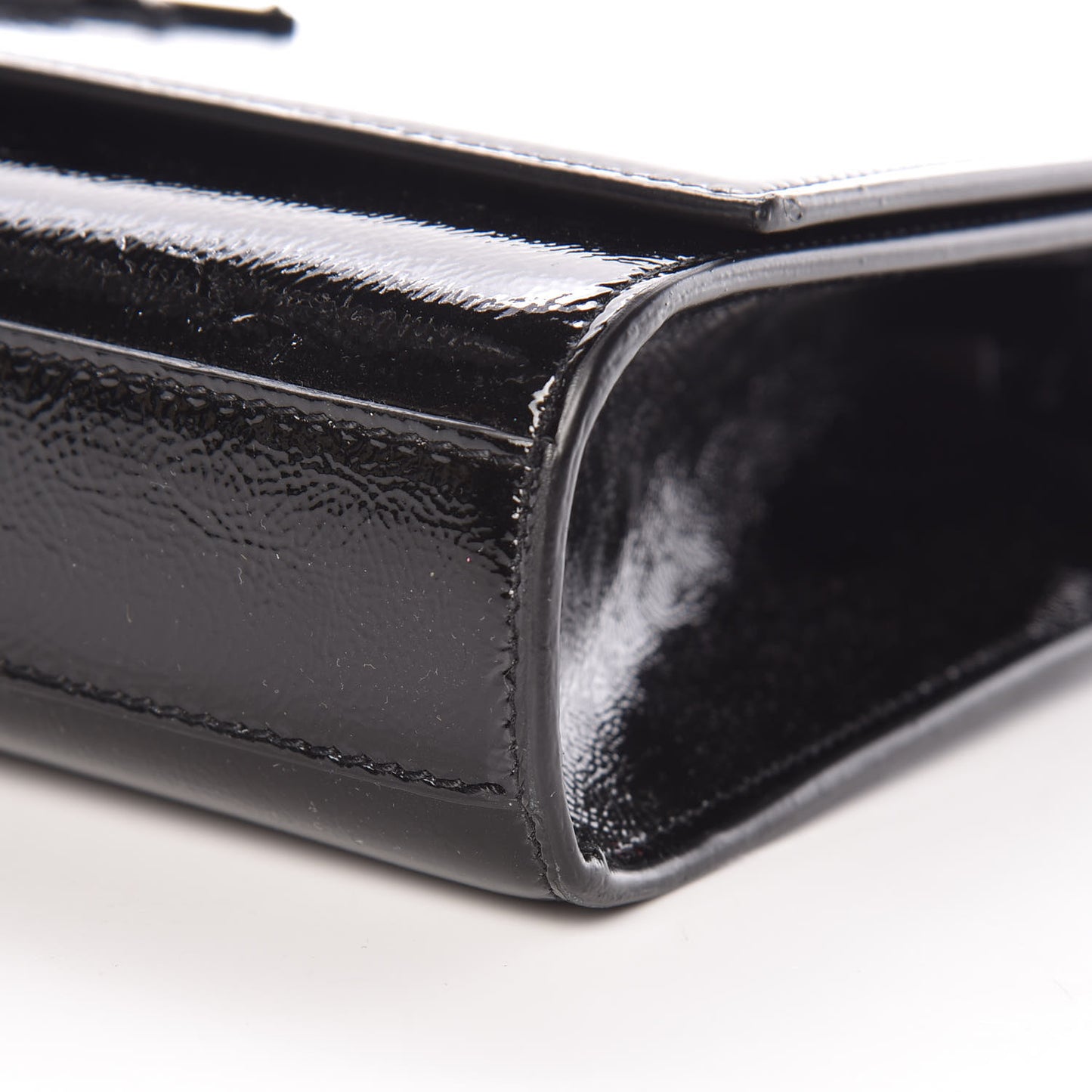 Textured Patent Medium Classic Monogram Kate Satchel Black