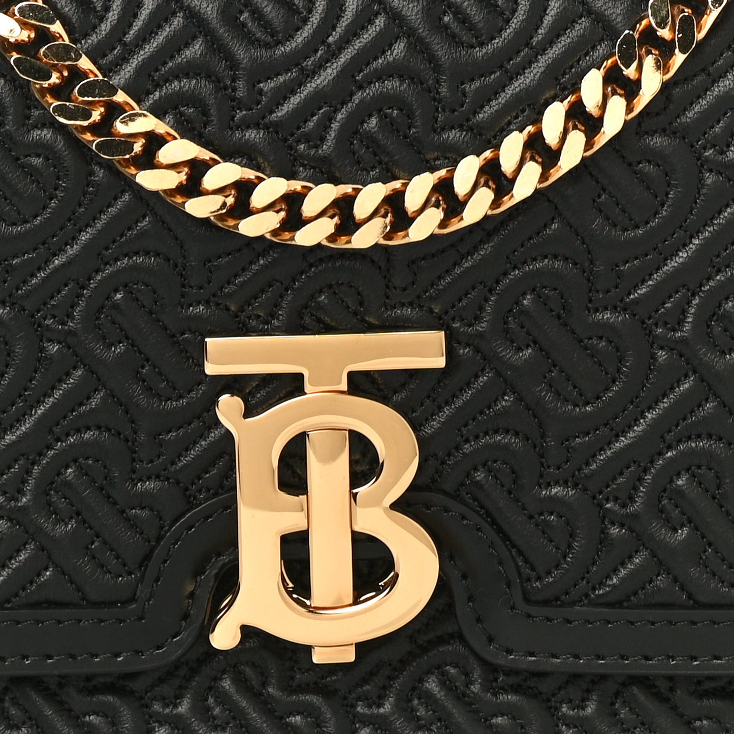 Calfskin Monogram Embossed Small TB Chain Bag Black