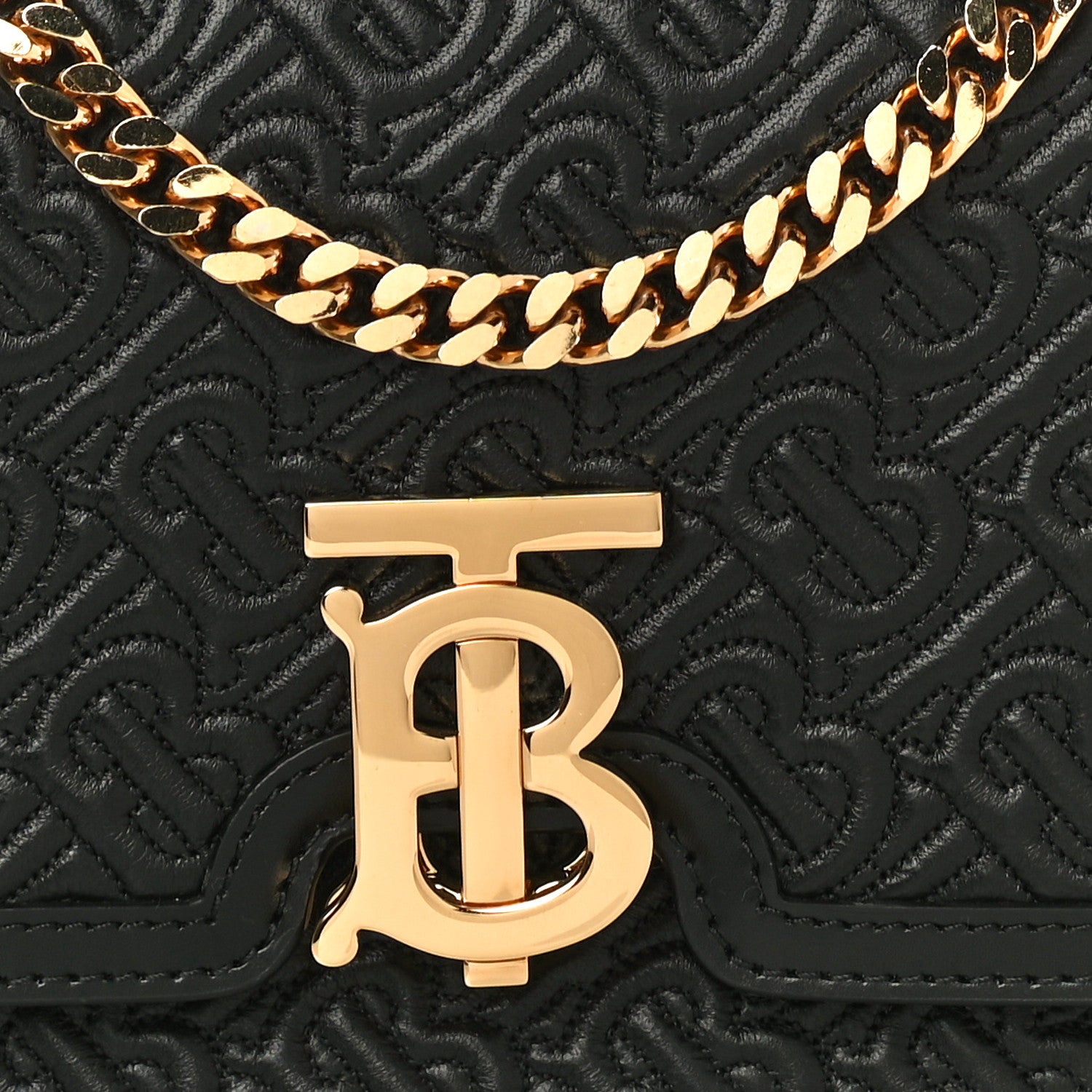 Burberry Calfskin Monogram Embossed Small TB Chain Bag Black 13 of 13