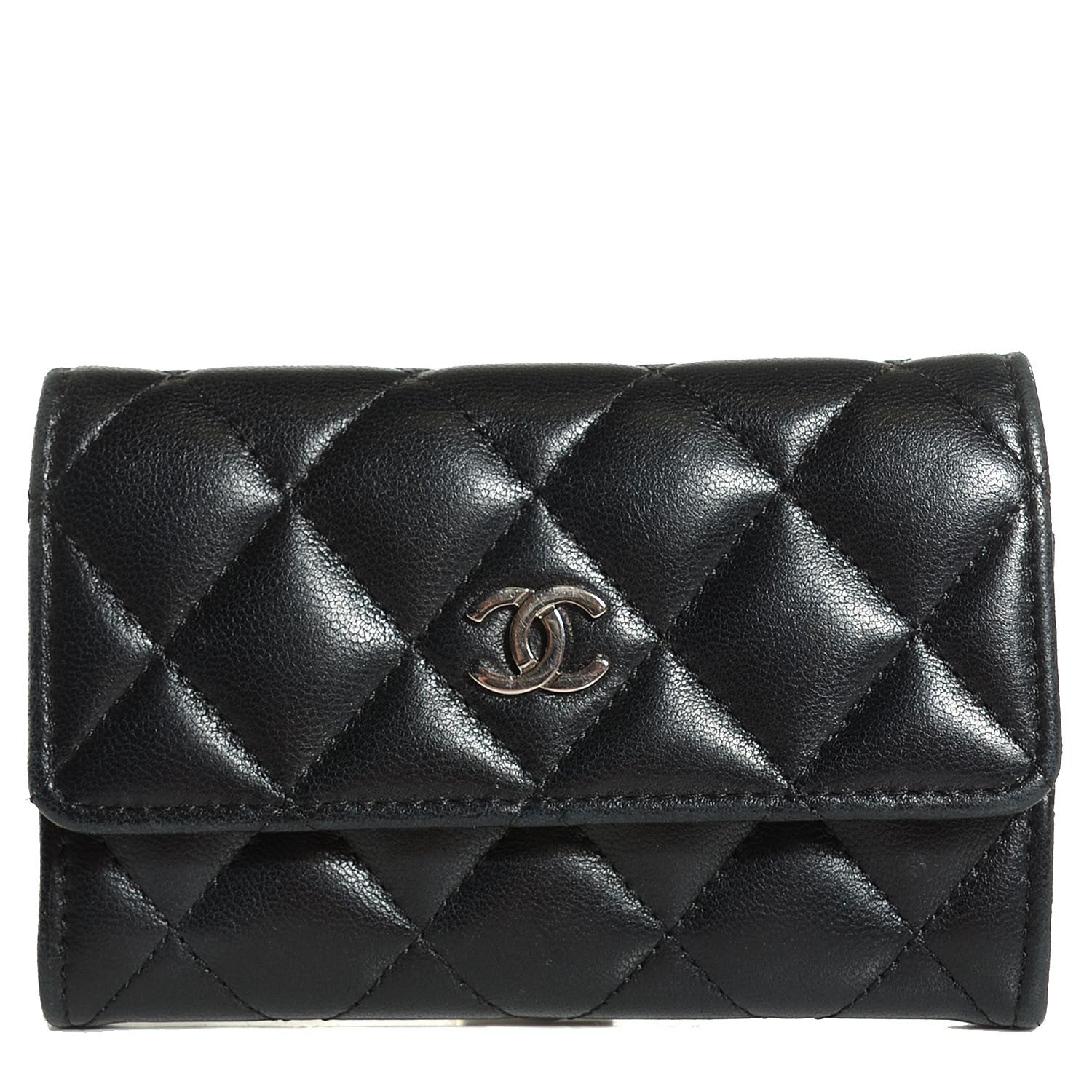 Chanel Lambskin Quilted Flap Card Holder Black 1 of 9