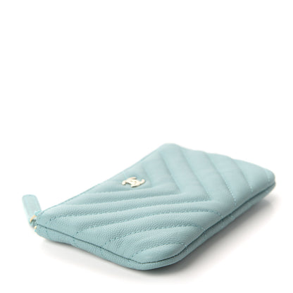 Chanel Caviar Chevron Quilted Small Cosmetic Case Green 4 of 8