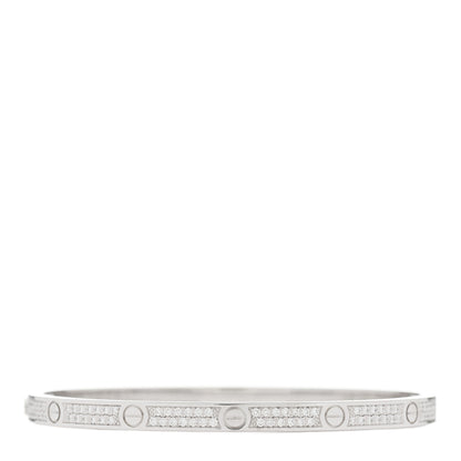 Cartier 18K White Gold Diamond Small LOVE Paved Bracelet 15 2 of 4