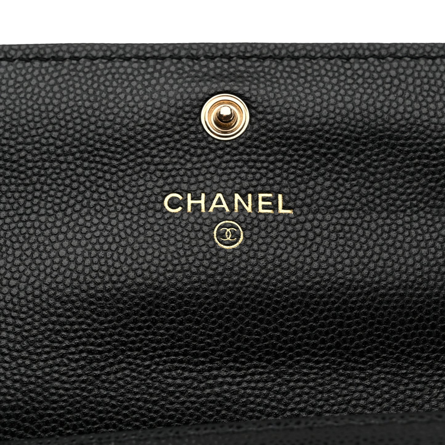 Caviar Quilted Crystal CC Large Gusset Flap Wallet Black