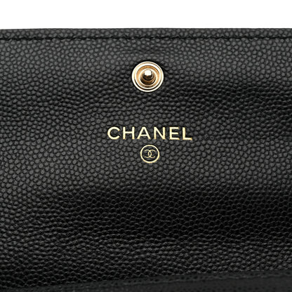 Chanel Caviar Quilted Crystal CC Large Gusset Flap Wallet Black 6 of 8