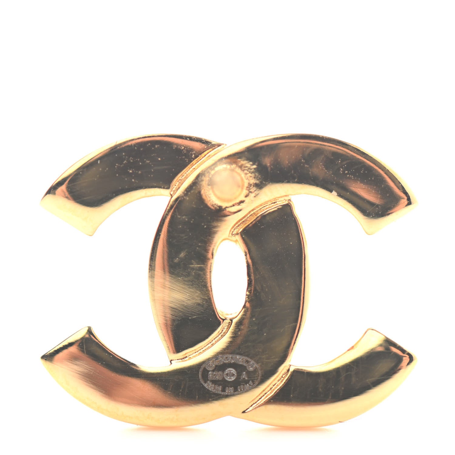Chanel Metal CC Paris Button Stud Earrings Gold 4 of 4