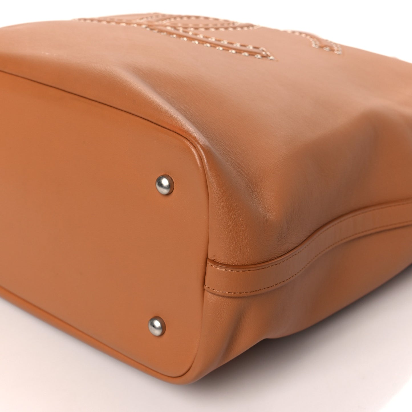 Calfskin Large Coco Eyelets Shopping Tote Camel