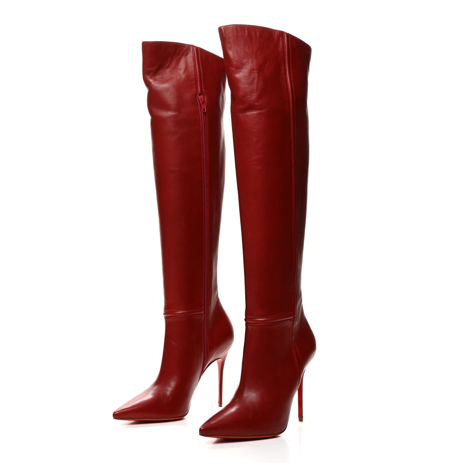 Christian Louboutin Nappa Armurabotta 100 Over The Knee Boots 39 Red 3 of 8