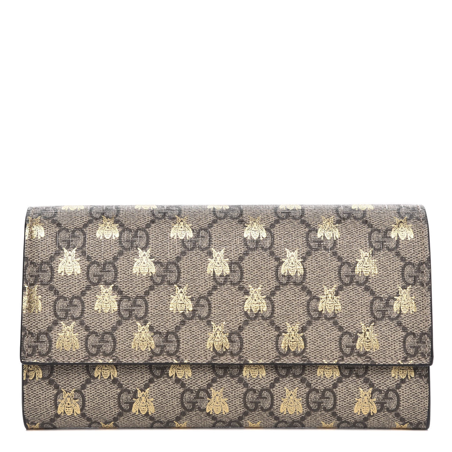 GG Supreme Monogram Bees Continental Wallet Beige Oro Black