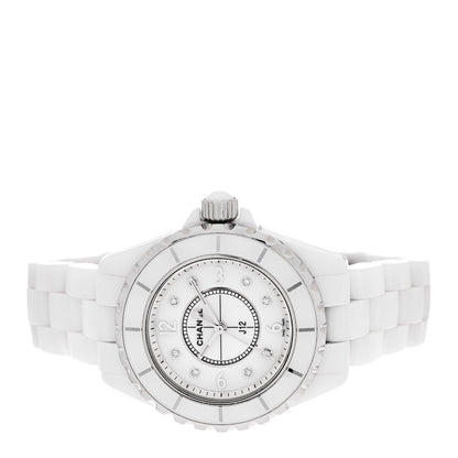 Chanel Stainless Steel Ceramic Diamond Mother of Pearl 33mm J12 Quartz Watch White 2 of 5