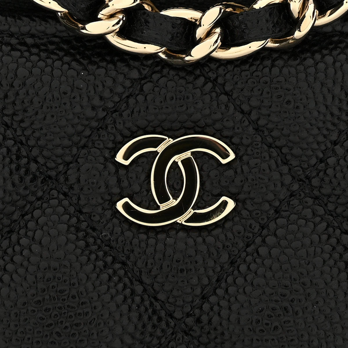Caviar Quilted Top Handle Slim Vanity With Chain Black