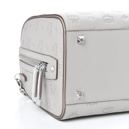 MCM Calfskin Ottomar Monogram Essential Boston Bag Dove 8 of 9