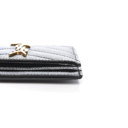 Saint Laurent Grain De Poudre Matelasse Chevron Monogram Credit Card Case Black 9 of 10
