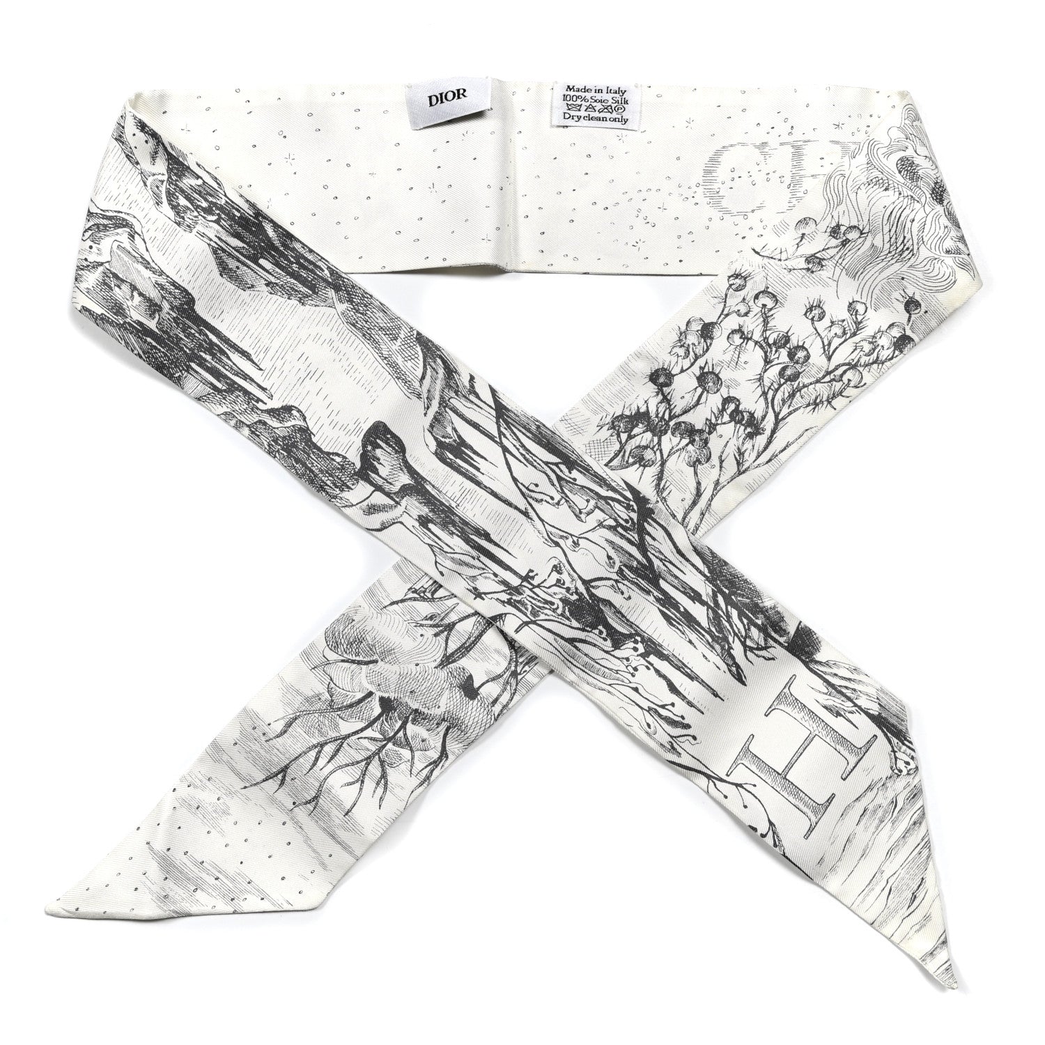 Christian Dior Silk ABCDior H Mitzah Scarf Grey 1 of 4