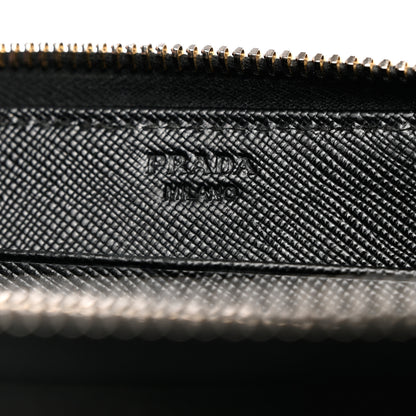 Prada Saffiano Triangle Zip Around Wallet Black 6 of 8