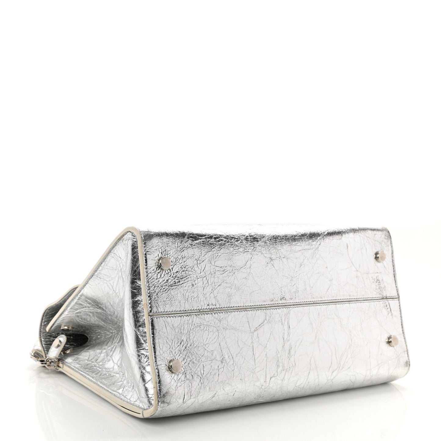 Metallic Calfskin Large Diorever Flap Silver